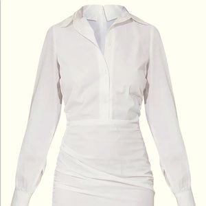 White collared shirt dress size 0 pretty little thing